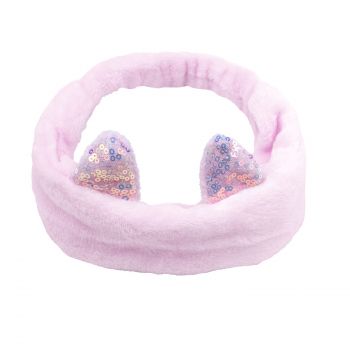 Turban Rose à Oreilles Pailletées Little Princess