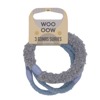 Set de 3 élastiques Fluffy bleus