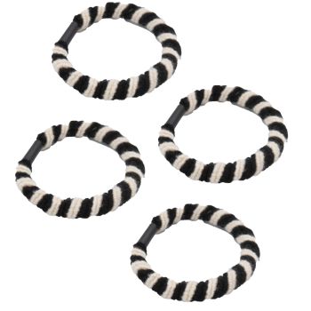 Set de 4 élastiques Twist beige et noir