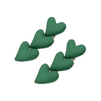 Oh My Hair Set 2 fermagli a forma di cuore verde