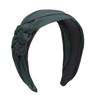Oh My Hair Bandeau en Tissu Vert avec Détail Tresse