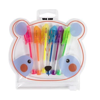 Trousse Ourson avec 6 Mini Stylos Colorés