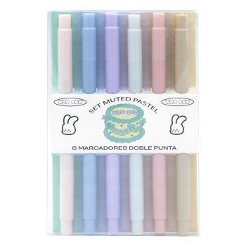 Set Muted Pastel 6 Marqueurs Double Pointe
