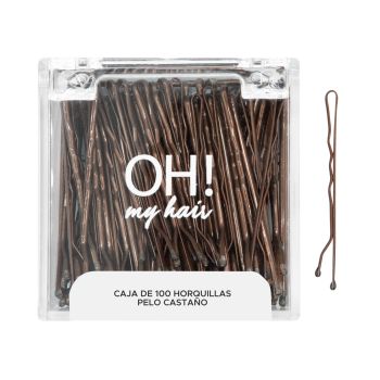 Oh My Hair Boîte 100 Épingles pour Cheveux Châtaigne