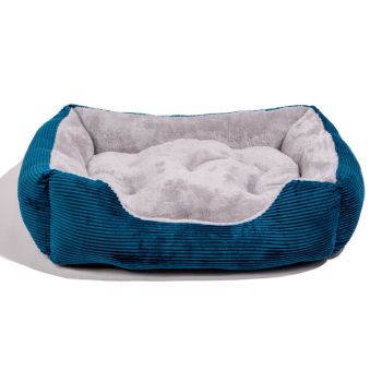 Lit pour Animaux de compagnie Velours Cotelé Bleu