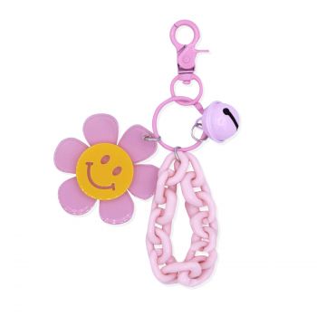 Porte-clés Fleur Smiley et Grelot