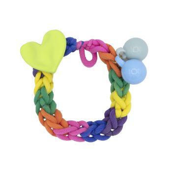 Élastique tressé multicolore avec cœur