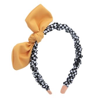 Little Princess Bandeau à Volants Vichy avec Nœud Jaune