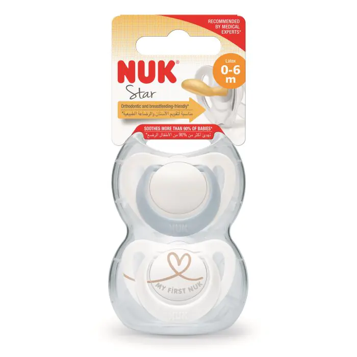 NUK Genius - Set Da 2 Ciucci In Silicone Per Bambino - Forma Fisiologica Con Sistema Aria - Senza BPA - Con Custodia